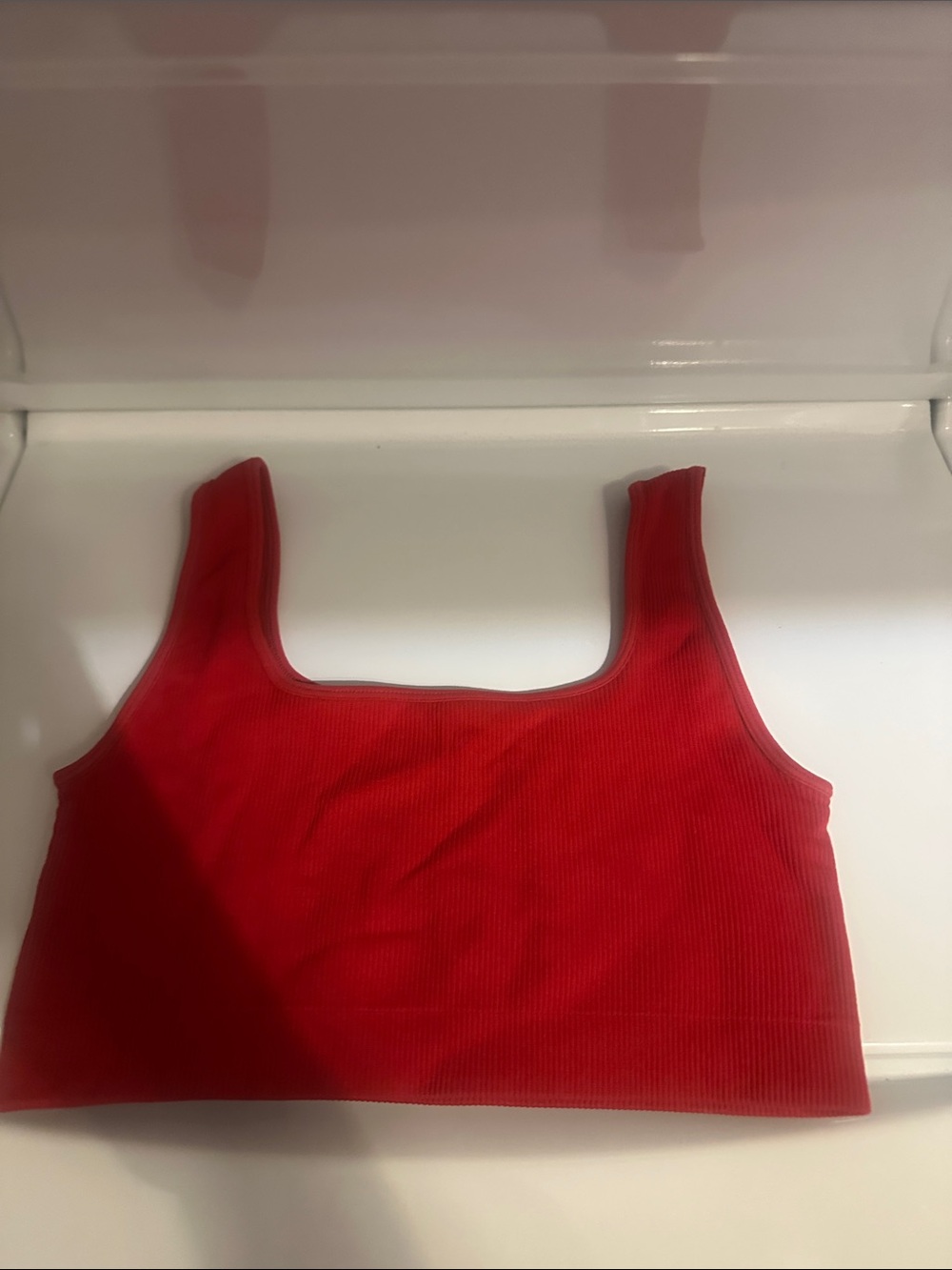 Red Ribbed Crop Tank Top - - Picture 2 of 4